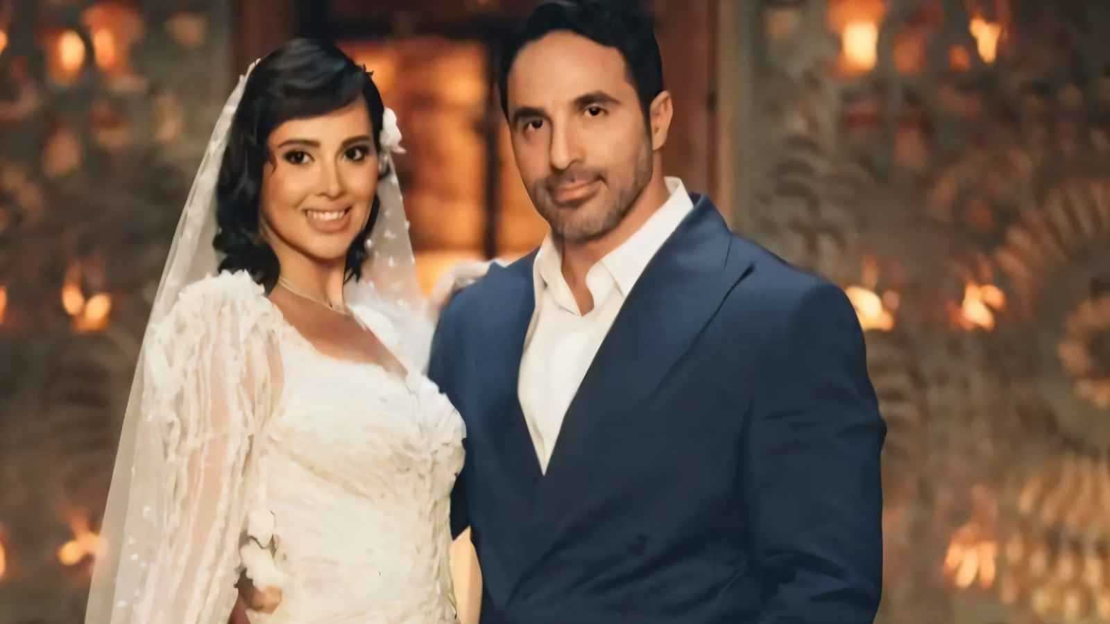 ياسمين رئيس وزوجها في حفل زفافهما عام 2024