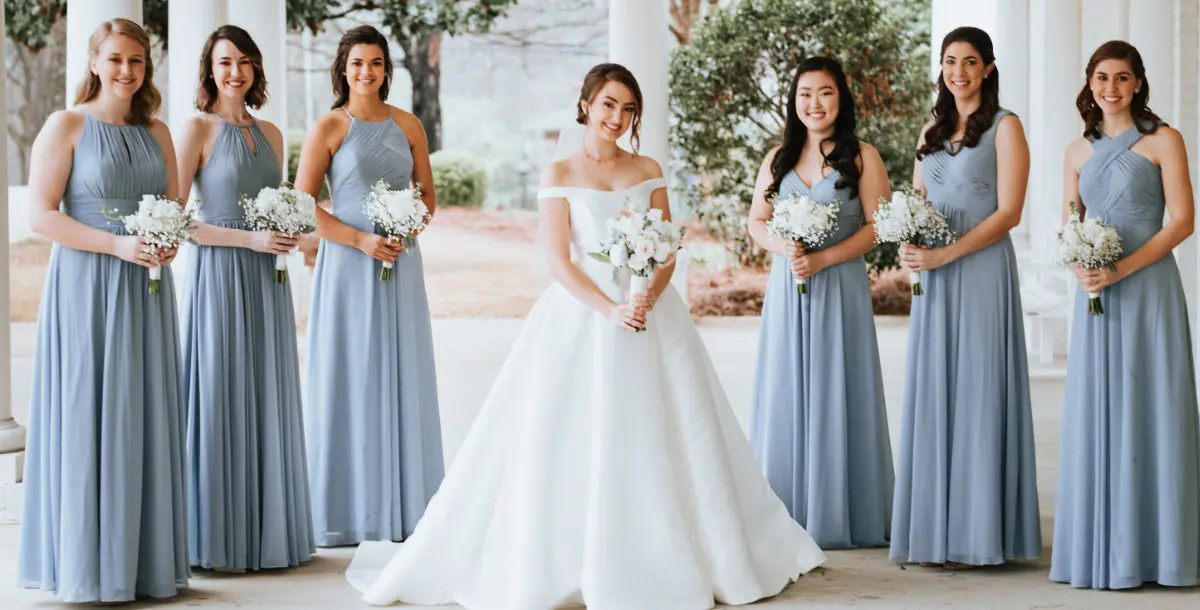 أجمل الفساتين الزرقاء بتصاميم متنوعة لصديقة العروس 