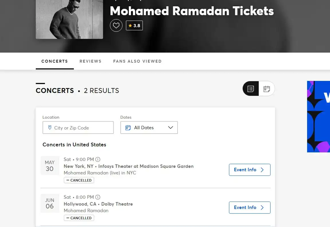 إلغاء حفلي محمد رمضان في الولايات المتحدة