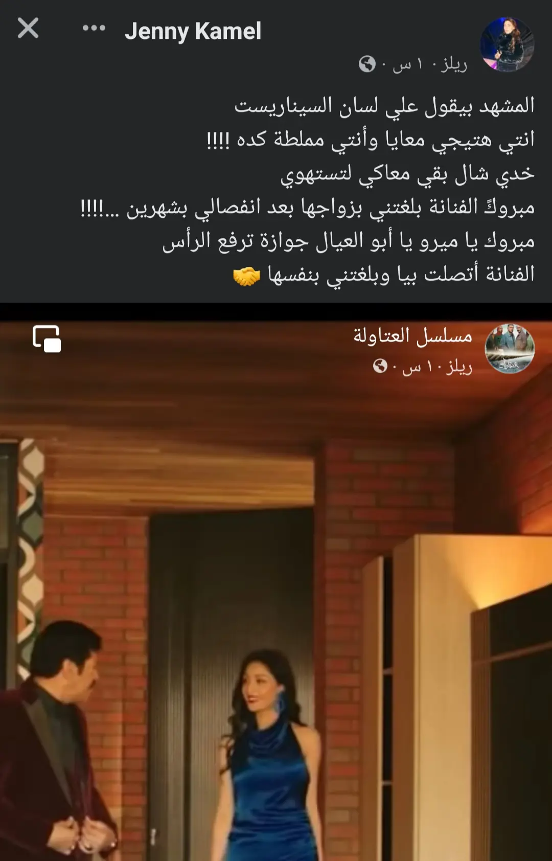 تهنئة جيني كامل لطليقها أمير طعيمة