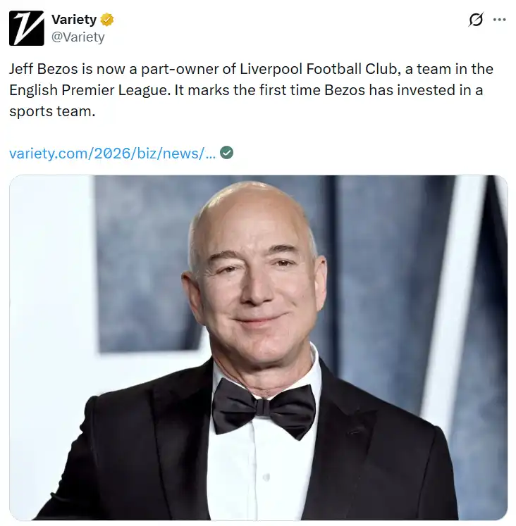 جيف بيزوس يصبح شريكاً في نادي ليفربول الإنجليزي