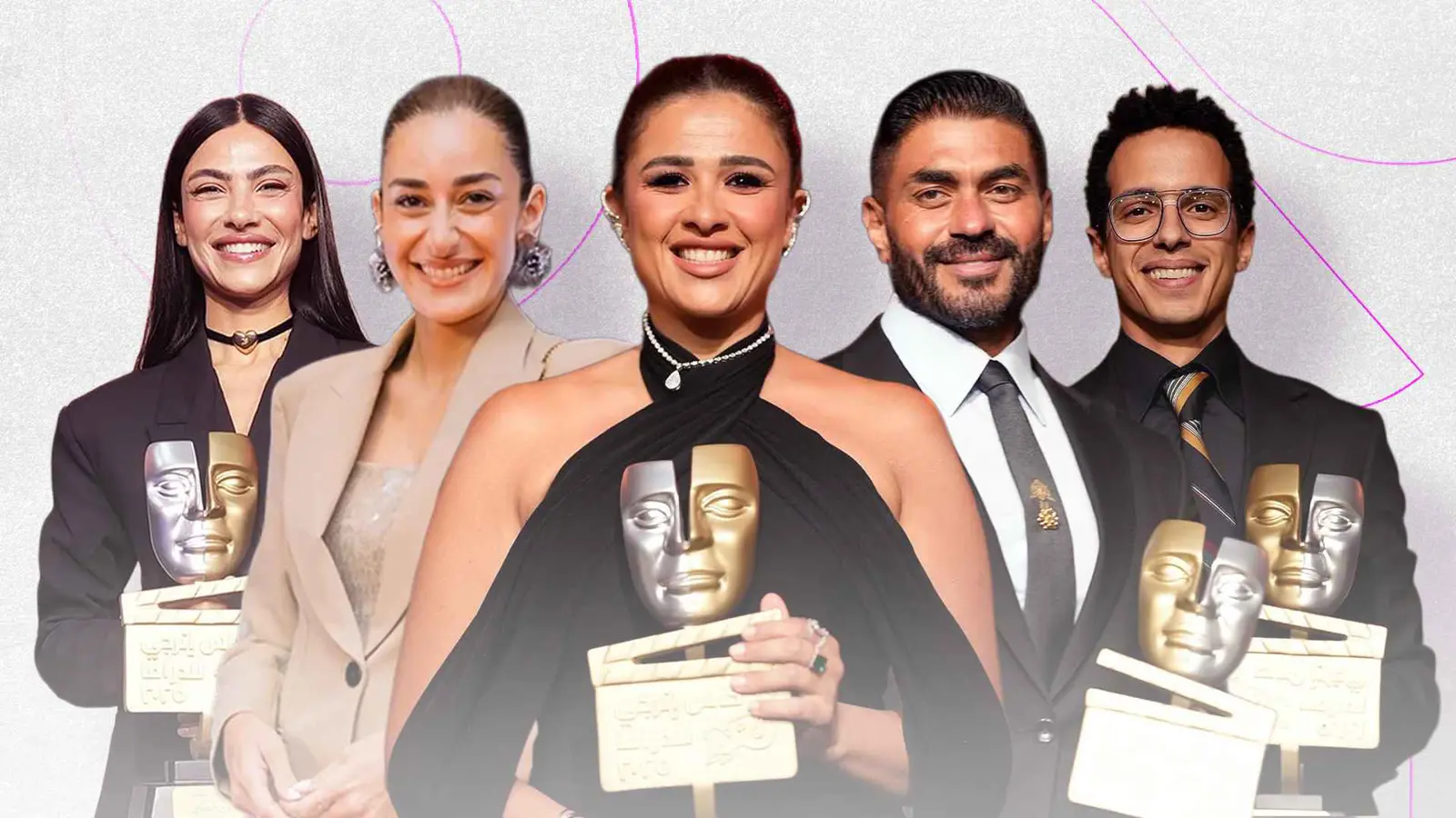 ياسمين عبد العزيز بينهم.. النجوم يحتفلون بجوائز كأس إنرجي للدراما