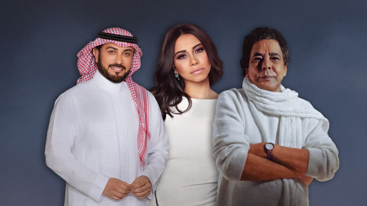 شيرين ومنير والمهندس نجوم حفل ليالي سعودية مصرية