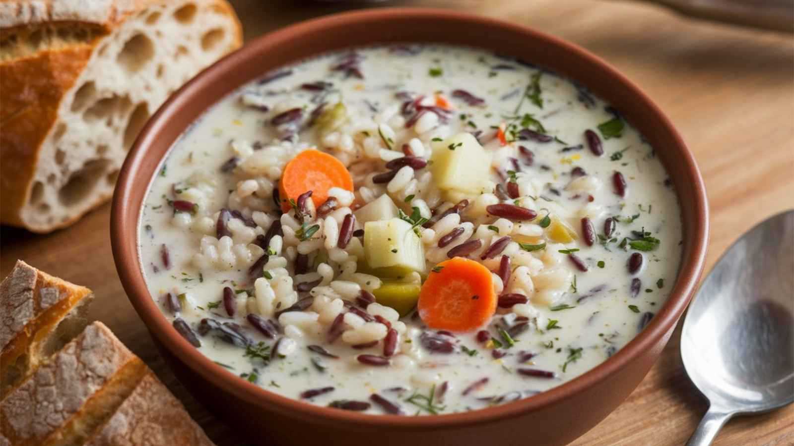 طريقة تحضير شوربة الأرز البري بالخضار 