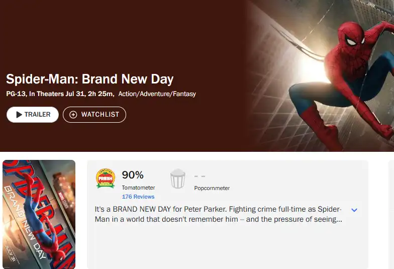 تقييم فيلم SPIDER-MAN: BRAND NEW DAY