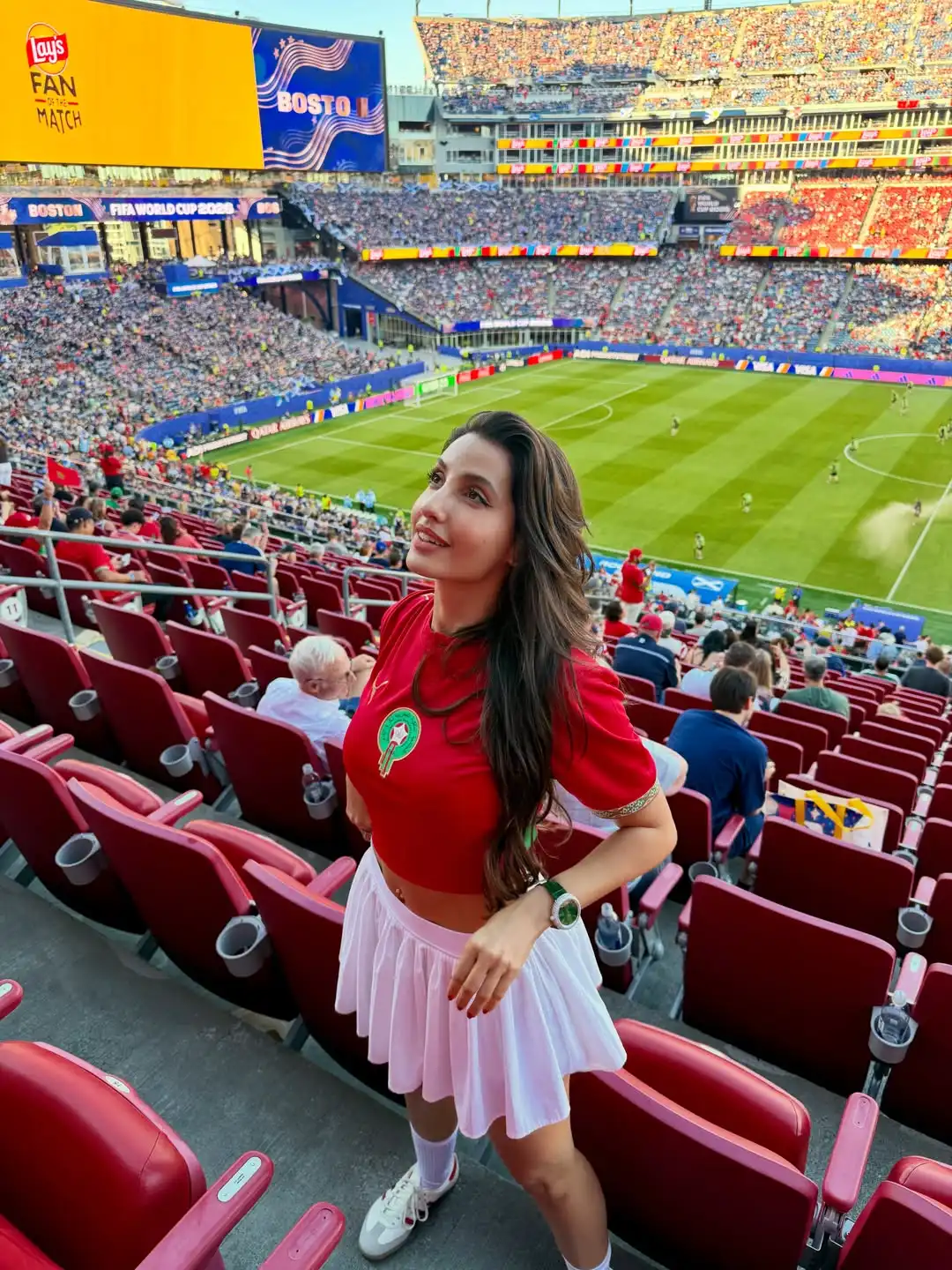 نورا فتحي تدعم منتخب المغرب