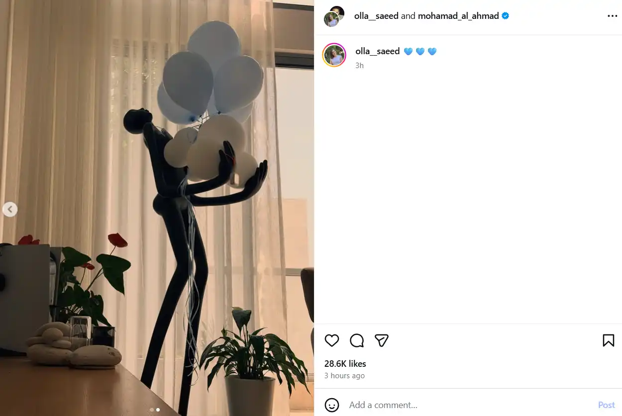 محمد الأحمد وعلا سعيد يكشفان جنس مولودهما