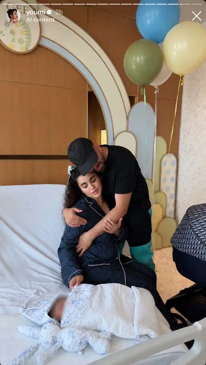 أول ظهور لـ يومي رفقة زوجها ومولودها الجديد "غي"