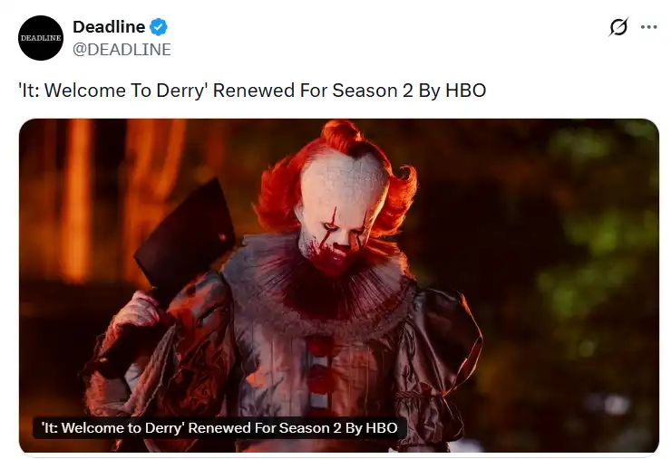 تجديد مسلسل It: Welcome to Derry لموسم ثانٍ على HBO