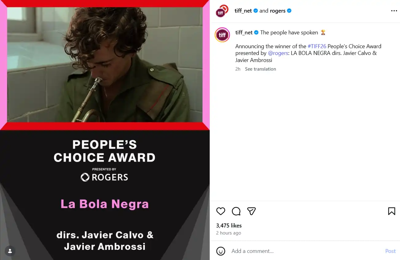 فيلم La Bola Negra يفوز بجائزة الجمهور في مهرجان تورنتو