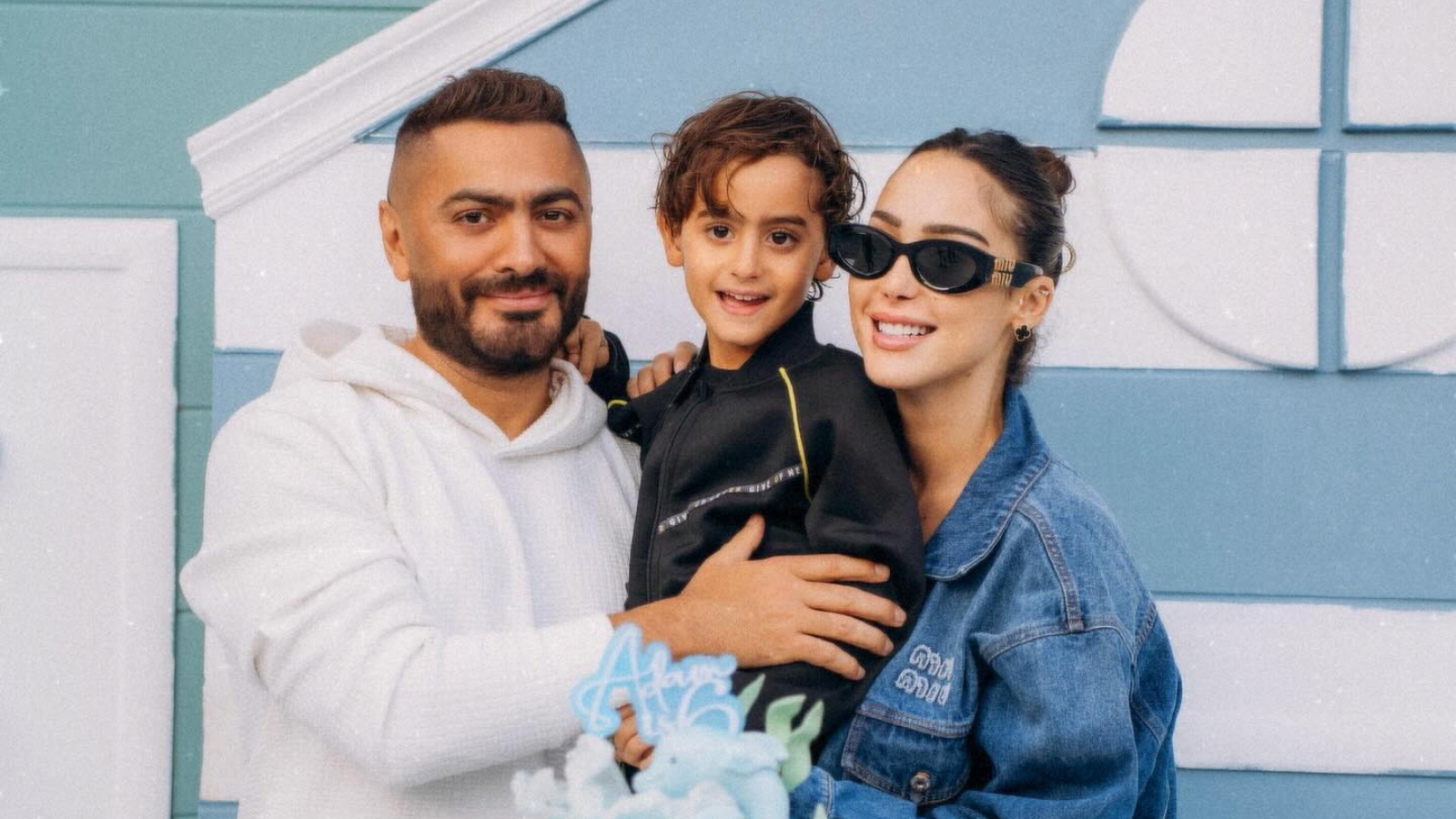بسمة بوسيل ونجلها آدم تامر حسني