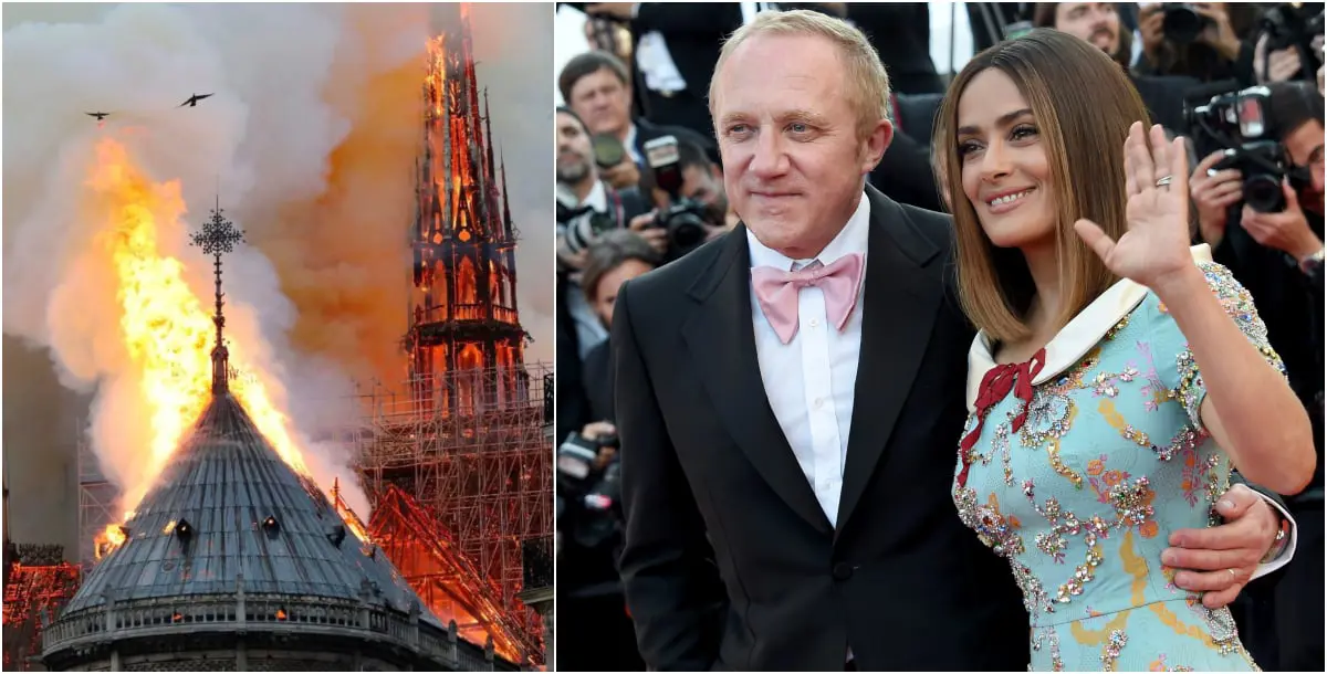 بعد حريق نوتردام.. زوج سلمى حايك يتبرّع بـ 113 مليون دولار لترميم الكاتدرائيّة!
