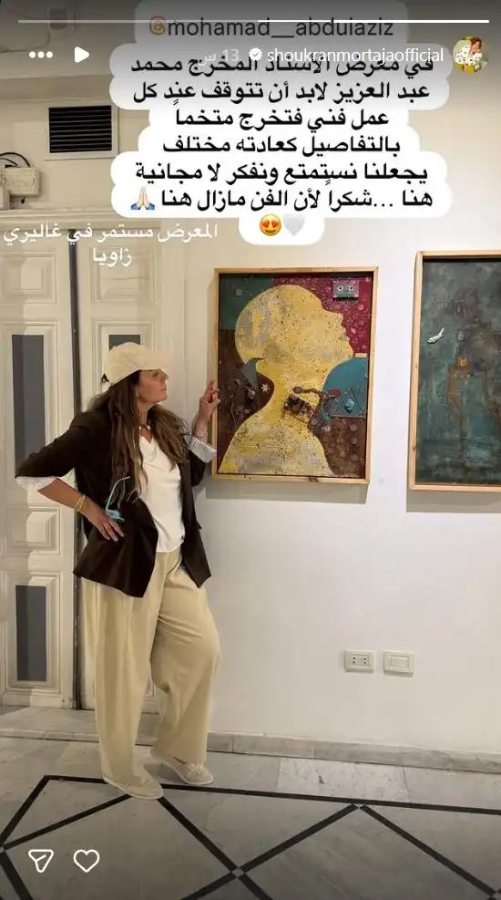 شكران مرتجى تشيد بتجربة محمد عبد العزيز التشكيلية