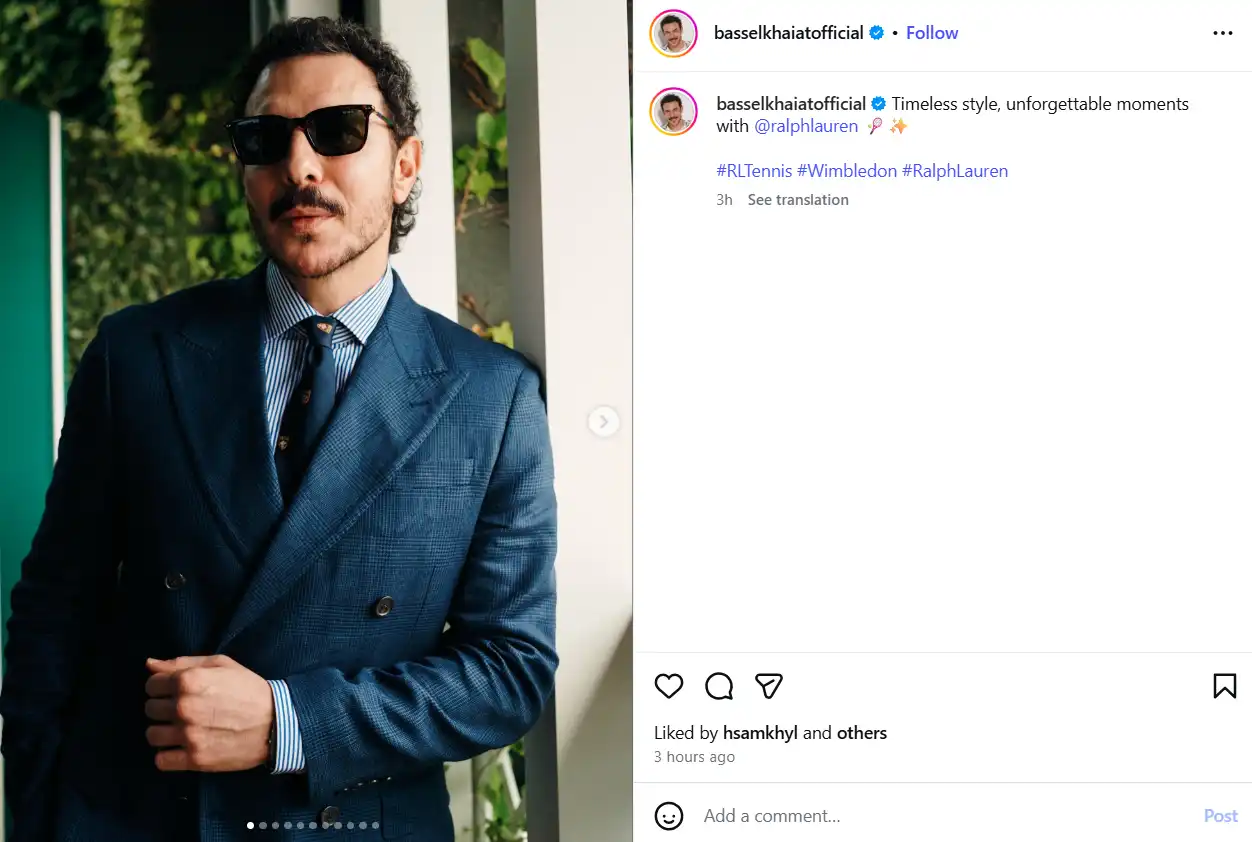 باسل خياط بإطلالة من رالف لورين في ويمبلدون