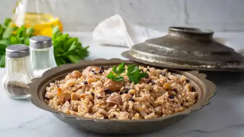 طريقة عمل أرز بيلاف التركي التقليدي بالكستناء والصنوبر